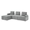 L-Shape Modular Sectional Sofa, DIY Combination, Chenille  - Gray - Chenille