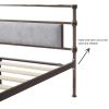 King size High Boad Metal bed with soft head and tail, no spring, easy to assemble, no noise   - Gray - Metal