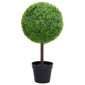 Artificial Boxwood Plant with Pot Ball Shaped Green 28" - Green
