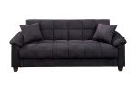 Contemporary Living Room Adjustable Sofa Ebony Microfiber Couch Plush Storage Couch 1pc Futon Sofa w Pillows - as Pic