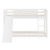 Kids Bunk Bed Twin Over Twin with Slide and Stairs, Heavy Duty Solid Wood Twin Bunk Beds, Toddler Bed Frame with Safety Guardrails, White - as Pic