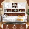 Twin Bed with Bookcase with Shelves and  Wooden Slat Support No Box Spring Needed for Living Room Bedroom - White