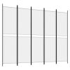 5-Panel Room Divider White 98.4"x78.7" Fabric - White