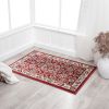 Stylish Classic Pattern Design Traditional Floral Filigree Bordered Area Rug - Red|Ivory - 3' X 5'