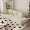 125" Stylish Chaise Lounge Modern Indoor Lounge Sofa Sleeper Sofa with Clean Lines for Living Room, Beige - as Pic