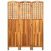 3-Panel Room Divider 47.6"x0.8"x66.9" Solid Acacia Wood - Brown