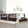 Twin over Twin Wood Bunk Bed with Two Drawers - Espresso - as Pic