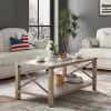 2-Tier Modern Farmhouse Coffee Table; Wood Rectangle Cocktail Table with Metal X- Frame (Gray; 40.94" w x 21.65" d x 17.91" h)