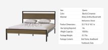 Ceres Metal Bed, Black with Cinnamon Wood Headboard & Footboard, Queen - as Pic