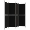 4-Panel Room Divider Black 78.7"x70.9" Fabric - Black