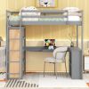 Full Size Loft Bed with Ladder, Shelves, and Desk, Gray(OLD SKU:LT100226AAE) - as Pic