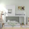 Wooden Twin Over Full Bunk Bed, Loft Bed with Playhouse, Farmhouse, Ladder and Guardrails, White( old sku: LT000027AAK ) - as Pic