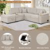 87.4" Sleeper Sofa Bed,2 in 1 Pull Out sofa bed L Shape Couch with Storage Ottoman for Living Room,Bedroom Couch and Small Apartment, Beige - as Pic