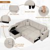 87.4" Sleeper Sofa Bed,2 in 1 Pull Out sofa bed L Shape Couch with Storage Ottoman for Living Room,Bedroom Couch and Small Apartment, Beige - as Pic