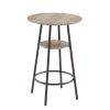 Bar Table Set with 2 Bar stools PU Soft seat with backrest (Grey; 23.62''L*23.62''W*35.43''H)