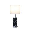24" Jon Chrome Bohemian Black Glass Mosaic Modern Pillar Table Lamp - as Pic