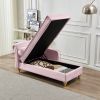 Modern Upholstery Chaise Lounge Chair with Storage Velvet (Pink) - as Pic