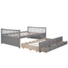 Full size Daybed with Twin size Trundle and Drawers;  Full Size - Gray