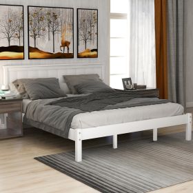 Platform Bed Frame with Headboard, Wood Slat Support, No Box Spring Needed, Queen, White(OLD SKU:WF191420AAK) - as pic