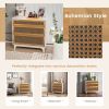 3-Drawer Rattan Dresser Chest with Anti-toppling Device - Brown