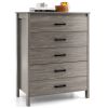 Modern 5-Drawer Multipurpose Chest Dresser with Metal Handles - Gray