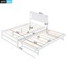 Full Size Platform Bed with Adjustable Trundle,White(Old SKU:SM000248AAK) - as Pic