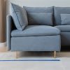 Modular L-shaped Corner sofa ; Left Hand Facing Sectional Couch;  Grey Cotton Linen-90.9'' - Grey - Seats 5