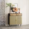 31.5'' Wide 2 Drawer Sideboard, Modern Furniture Decor, Made with Iron + Carbonized Bamboo, Easy Assembly - Gold