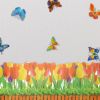 Butterfly & Flowering Shrubs - Wall Decals Stickers Appliques Home Decor - HEMU-HL-1554