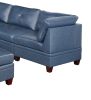 Genuine Leather Ink Blue Tufted 7pc Modular Sofa Set 3x Corner Wedge 3x Armless Chair 1x Ottoman Living Room Furniture Sofa Couch - as Pic