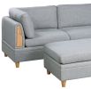 Living Room Furniture 5pc Modular Sofa Set Light Grey Dorris Fabric Couch 2x Corner Wedges 1x Armless Chair And 2x Ottoman - as Pic
