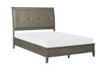 Transitional Style Gray Finish 1pc Queen Size Sleigh Bed Button-Tufted Faux Leather Upholstered Headboard Bedframe - as pic