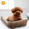 Pet Dog Bed Soft Warm Fleece Puppy Cat Bed Dog Cozy Nest Sofa Bed Cushion Mat S Size - S - Brown