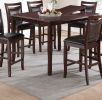 Dining Room Furniture Dark Brown Counter Height Dining Table w Butterfly Leaf 6x High Chairs Wooden Top 7pc Set Table Contemporary - as Pic