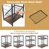 3-Tier Industrial Side Table with Adjustable Mesh Shelf - Rustic Brown