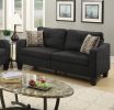 Living Room Furniture 2pc Sofa Set Black Polyfiber Sofa And Loveseat w pillows Cushion Couch - as Pic
