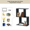 2/3/4 Tiers Wooden S-Shaped Bookcase for Living Room Bedroom Office - 2tier