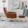 PU Leather Swivel Armchair with Ottoman for Living Room, Bedroom, Office - as Pic