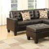 Modular Sectional w Ottoman Espresso Faux Leather 4pcs Sectional Sofa LAF And RAF Loveseat Corner Wedge Ottoman Tufted Cushion Couch - as Pic