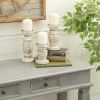 DecMode White Wash Wood Country Cottage Candle Holder Set of 3-Pieces, 6", 8",10"H - DecMode