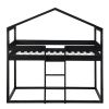 Twin Over Twin Bunk Bed Wood Bed with Tent, Espresso - as Pic