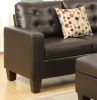 Modular Sectional w Ottoman Espresso Faux Leather 4pcs Sectional Sofa LAF And RAF Loveseat Corner Wedge Ottoman Tufted Cushion Couch - as Pic