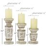 DecMode White Wash Wood Country Cottage Candle Holder Set of 3-Pieces, 6", 8",10"H - DecMode