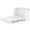 Full Size Murphy Bed Wall Bed with drawer and a set of Sockets & USB Ports, Pulley Structure Design, White - as Pic