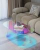 Acrylic Coffee Table, Iridescent Glass End Table Round Side Table for Home Living Room Office Reception - acrylic coffee table