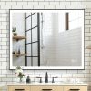 Rectangular Single Aluminum Framed Anti-Fog LED Light Wall Bathroom Vanity Mirror - 40*32 - Matte Black