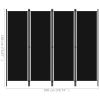 4-Panel Room Divider Black 78.7"x70.9" - Black