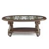 Coffee Table with Glass Table Top and Powder Coat Finish Metal Legs,Dark Brown (52.5"X28.5"X19.5") - as Pic