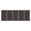 5-Panel Room Divider Brown 170.5"x70.9" Fabric - Brown