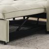 Loveseats Sofa Bed with Pull-out Bed,Adjsutable Back and Two Arm Pocket,TypeC and USB Charging with Copper nail,Beige (47"x53"x31") - as Pic